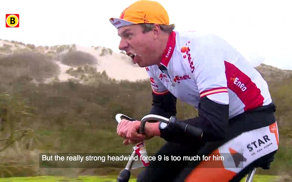 Video Time trialling into a Force 9 at the Dutch Headwind